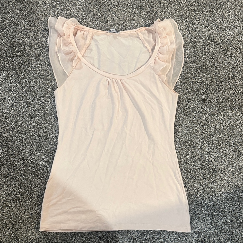 Express Blush Ruffle Sleeve Top